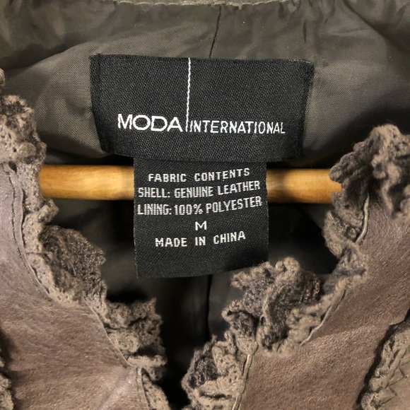 Moda International Ruffle Leather Jacket VS - Picture 6 of 7